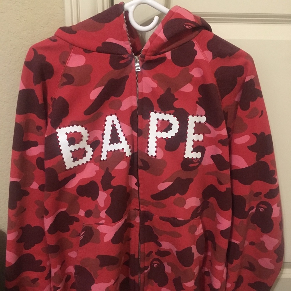 2008 Swarvoski Crystal Red Camo Bape Hoodie